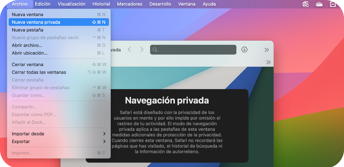 como poner modo incognito en safari mac